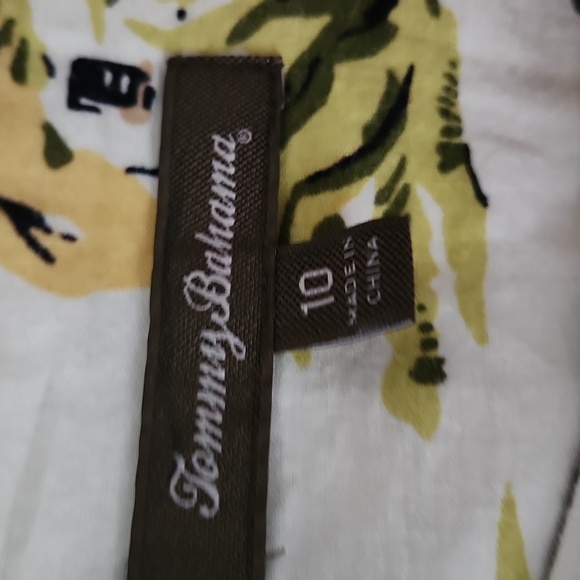 TOMMY BAHAMA | Tropical Print A-Line Skirt White Cotton Sz 10 - Picture 5 of 6